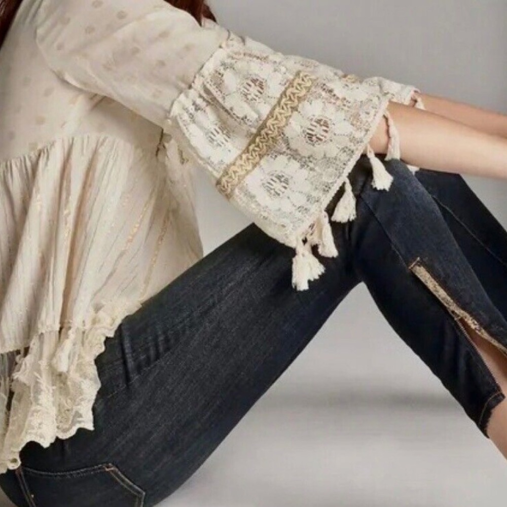 Anthropologie Pilcro High Rise ankle zip dark wash skinny jeans
